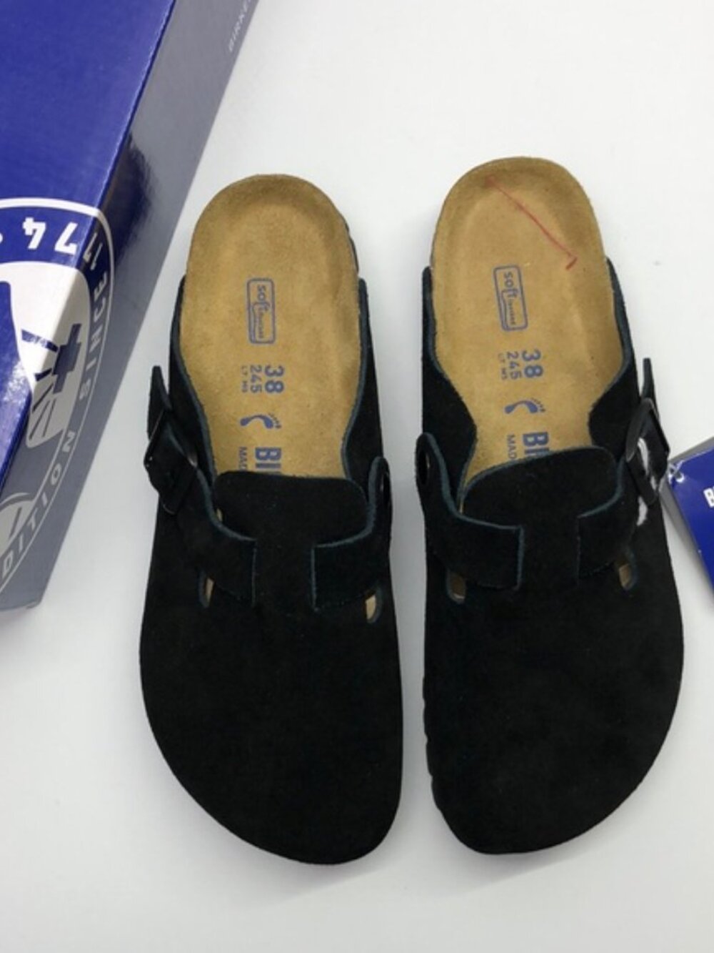 💖Birkenstock Boston Black Suede Narrow